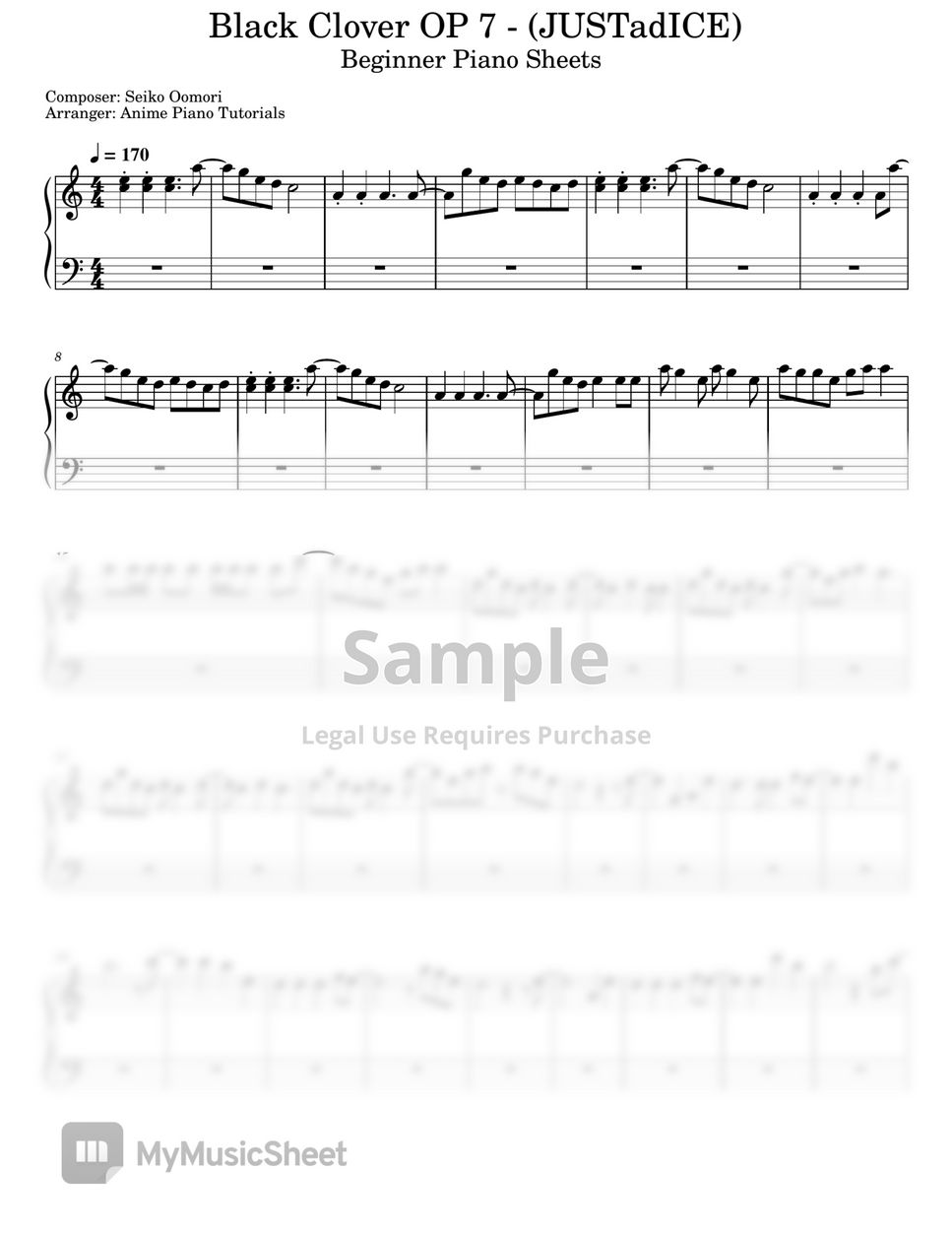 Black Clover - OP 7 - JUSTadICE (Beginner) by Anime Piano Tutorials