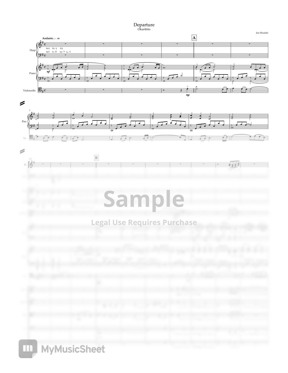 Joe Hisaishi - Departure - Melodyphony for Cello and Orchestra - Score and Part by Hai Mai