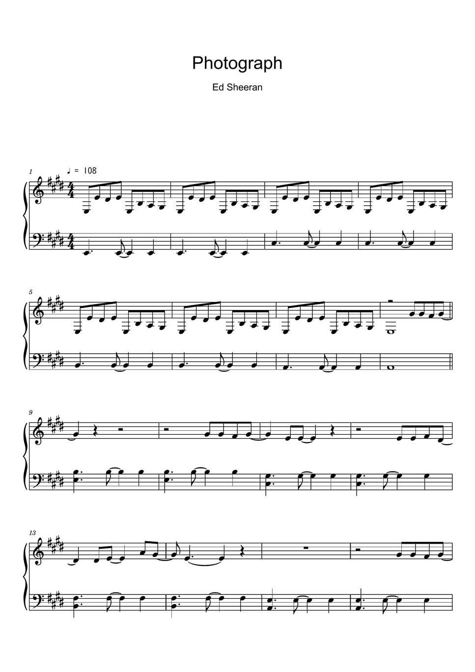 Ed Sheeran Photograph (Sheet Music, MIDI,) Sheets by Roxette