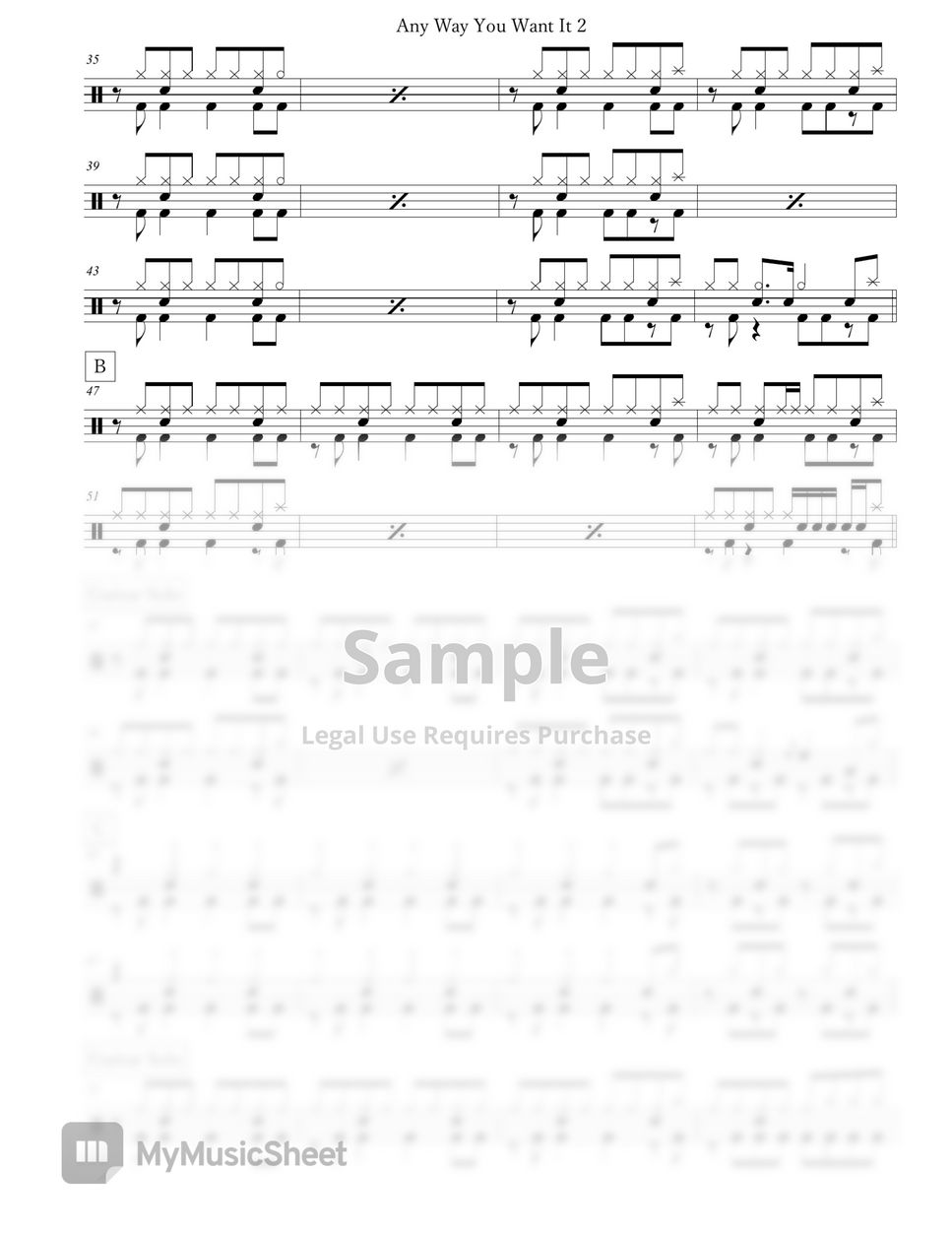 Journey - Any Way You Want It Sheets by Arkadia Drums