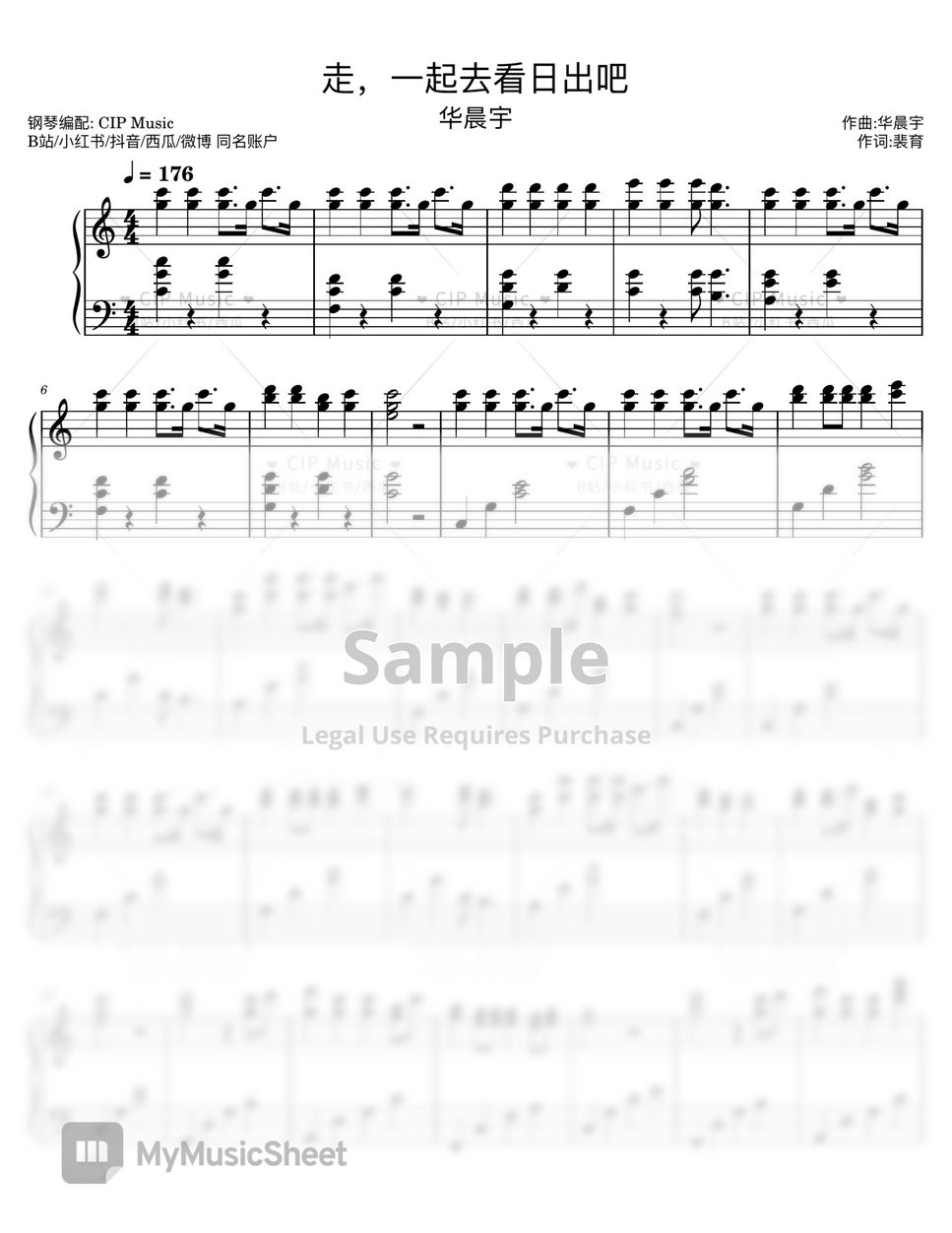 hua-chenyu-go-let-s-watch-the-sunrise-together-sheets-by-cip-music