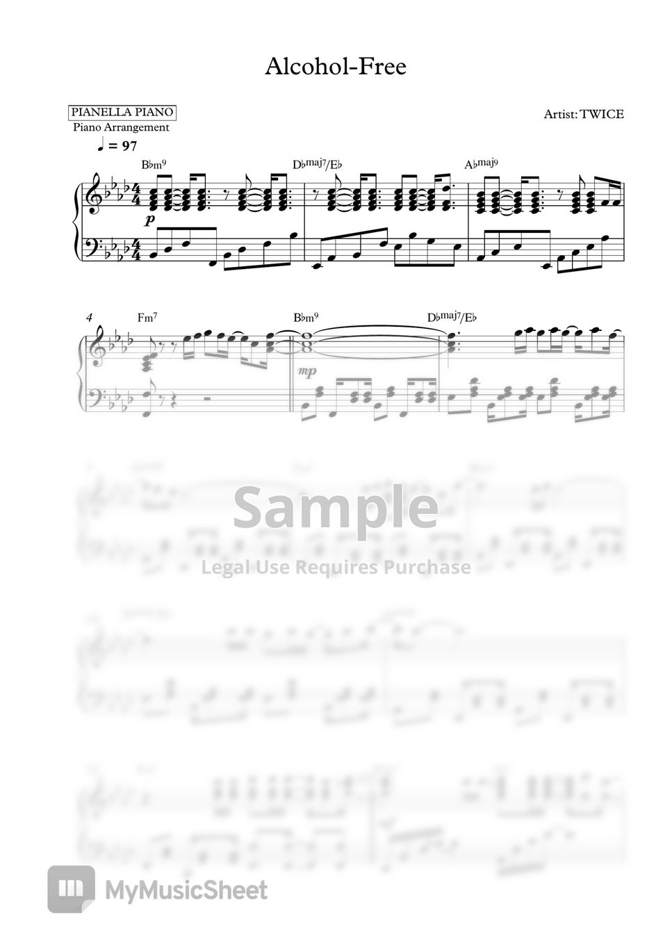TWICE - Alcohol-Free (Piano Sheet) by Pianella Piano