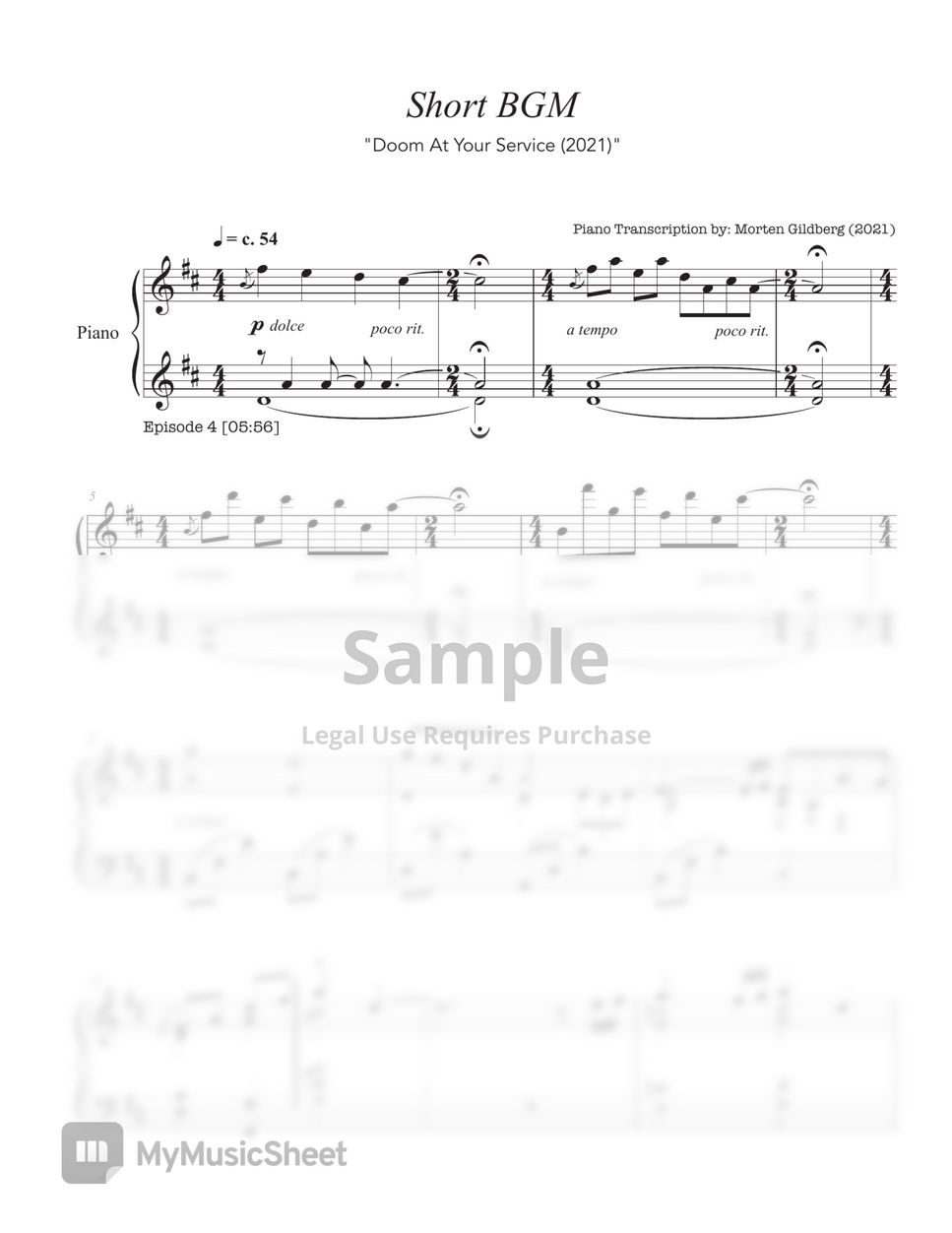 Doom At Your Service (2021) - (어느 날 우리 집 현관으로 멸망이 들어왔다) - 'Short BGM' - piano arrangement by Morten Gildberg
