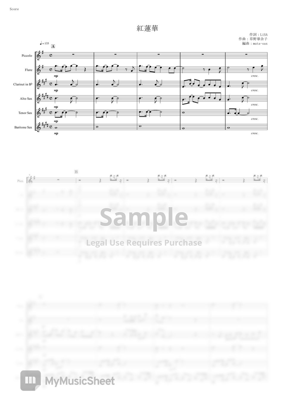 Demon Slayer OP- Alto Sax Sheet music for Saxophone alto (Solo)