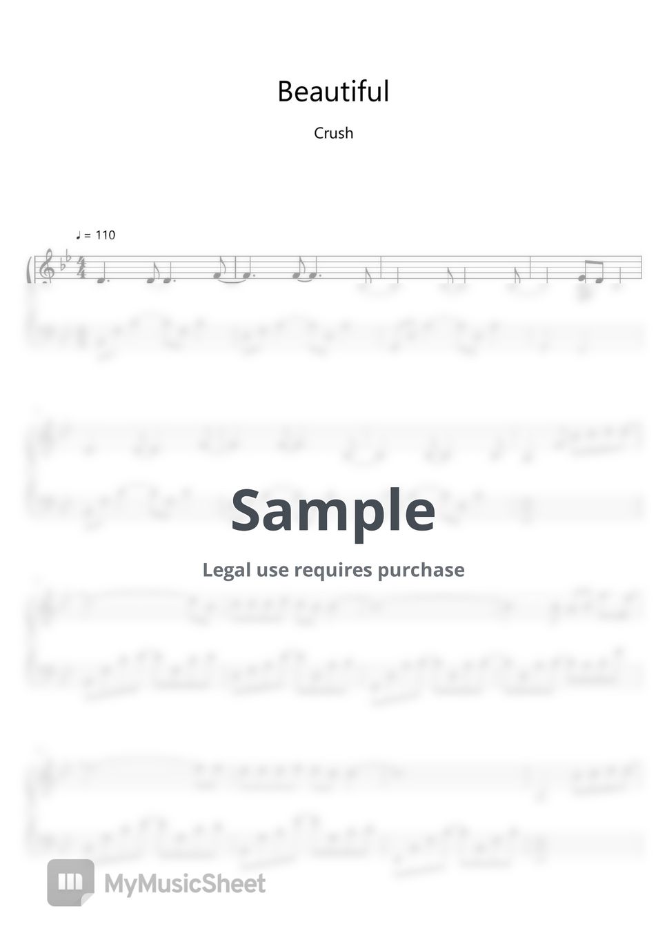 크러쉬 (Crush) Beautiful (Sheet Music, MIDI,) Sheets by sayu