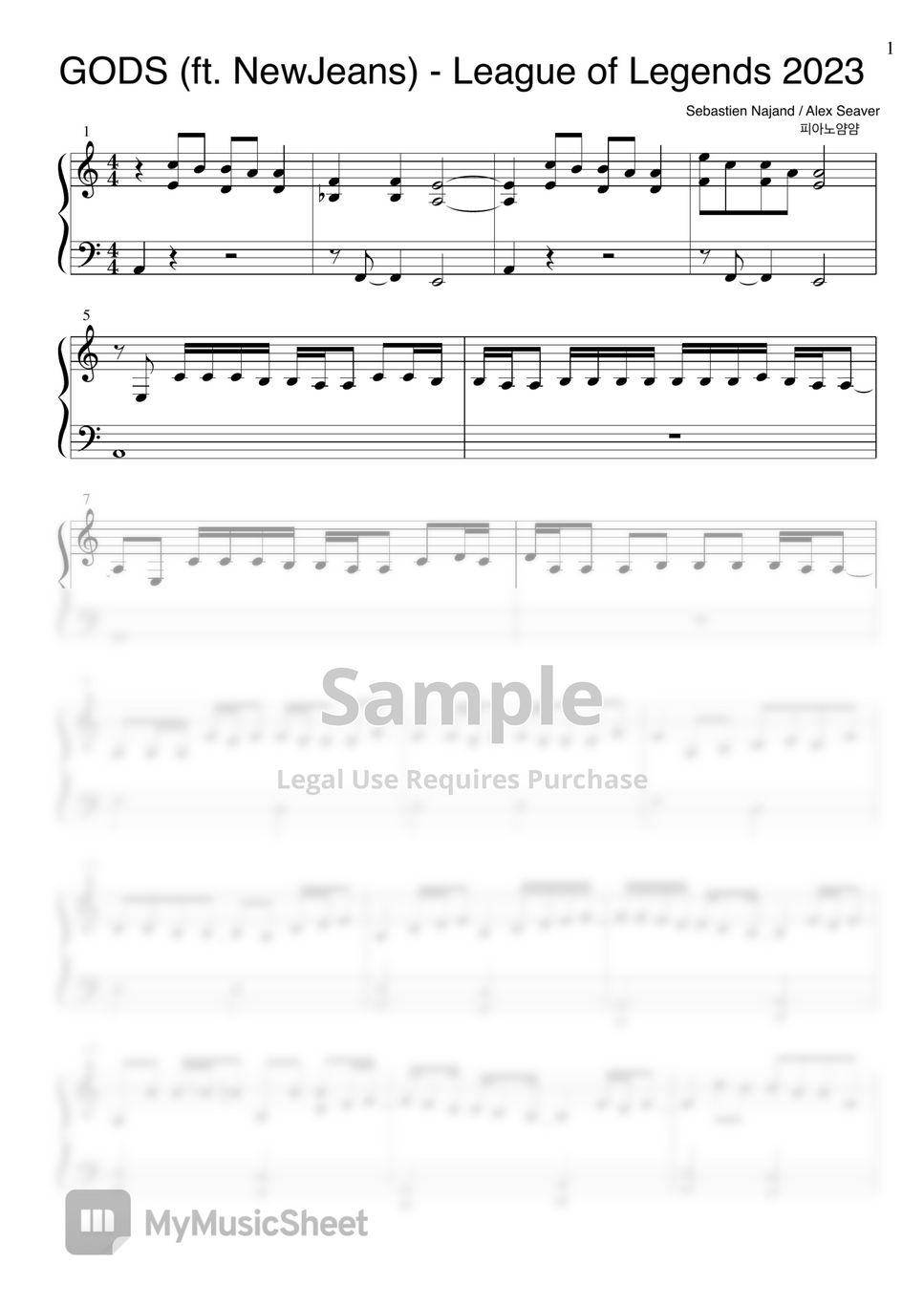 Gods – NewJeans (League of Legends Worlds 2023 Anthem) Sheet music for  Piano (Solo)