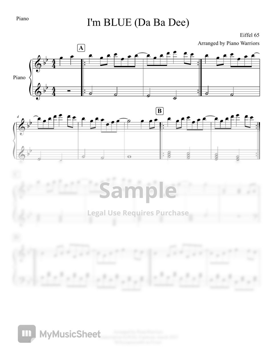 eiffel-65-i-m-blue-da-ba-dee-sheets-by-piano-warriors