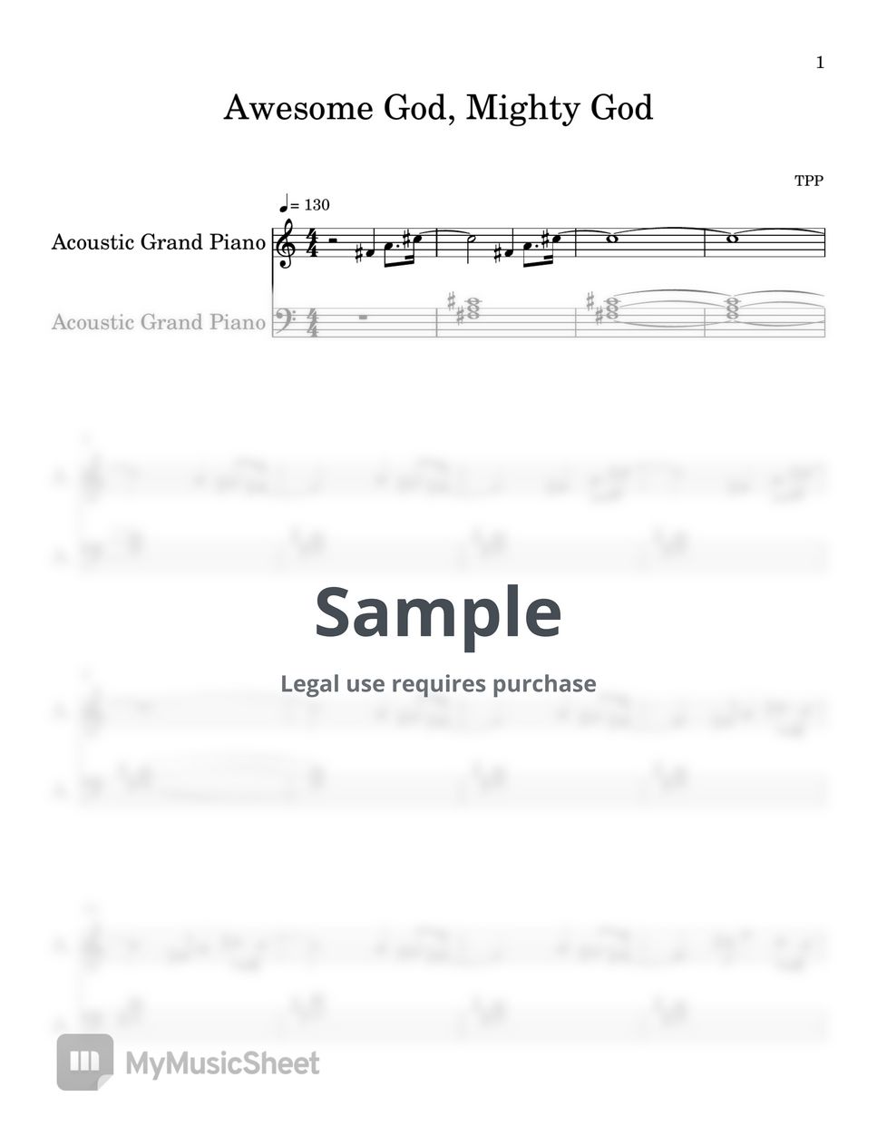 TPP - Awesome God, Mighty God (PIANO SHEET) Sheets by TPP