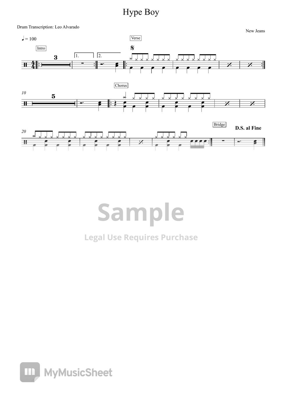 New Jeans Hype Boy Sheets by Drum Transcription Leo Alvarado