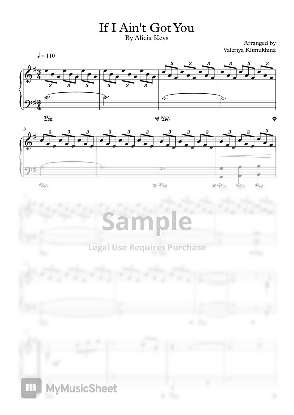 Alicia Keys - If I Ain't Got You (for Piano Solo) Sheet
