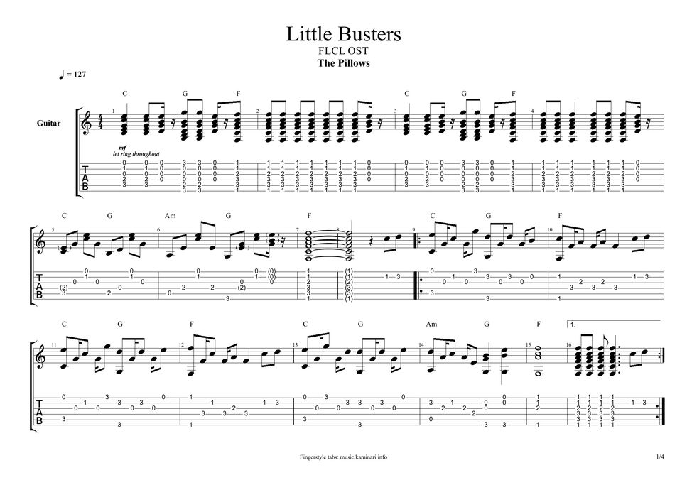 [FLCL OST] The Pillows Little Busters 악보