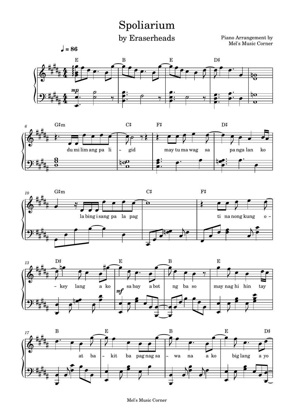 Eraserheads Spoliarium (piano sheet music) Sheets by Mel's Music Corner