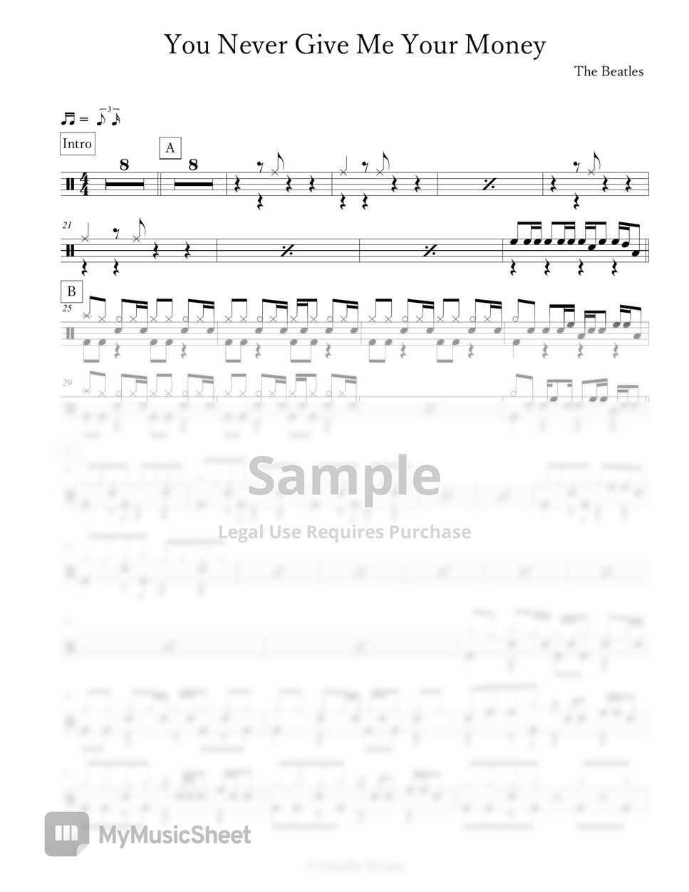 The Beatles - You Never Give Me Your Money Sheets by Arkadia Drums