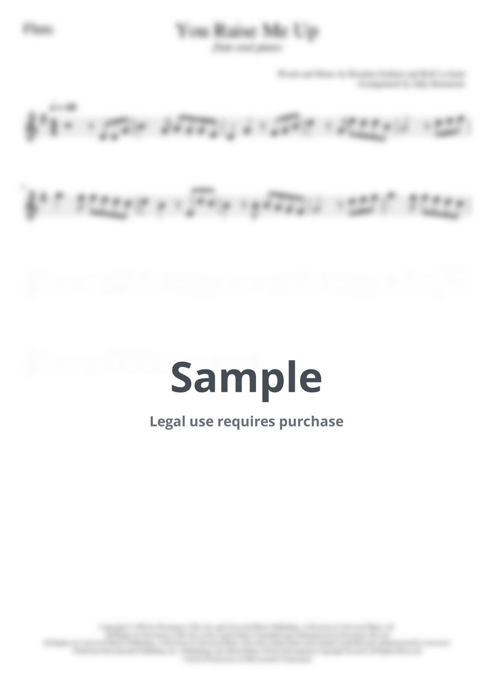 Josh Groban You Raise Me Up (Flute with Piano Sheets