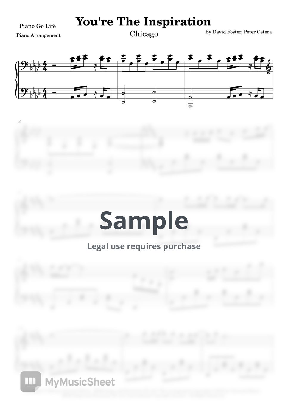 Chicago You're The Inspiration Sheets by Piano Go Life