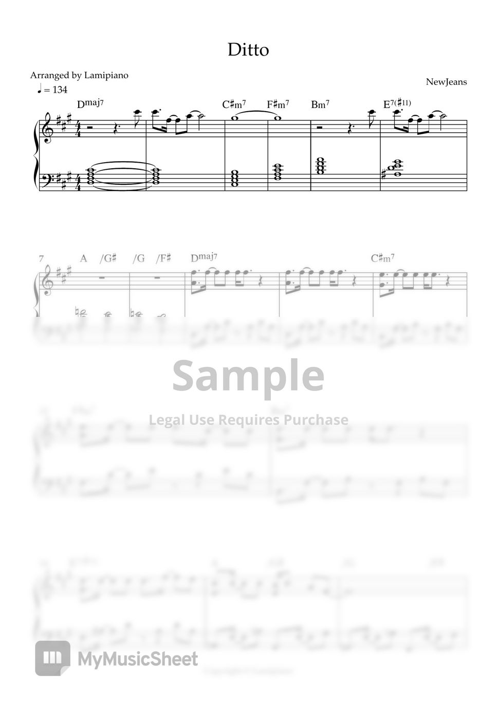 Ditto – NewJeans Ditto Sheet music for Piano (Solo)