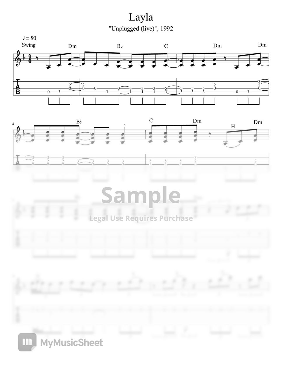 Eric Clapton - Layla 楽譜 by True Score