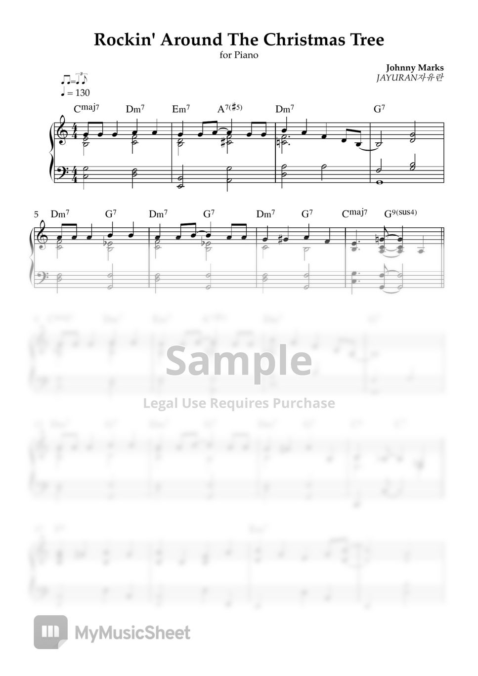 Johnny Marks Rockin' Around The Christmas Tree Sheets by JAYURAN자유란