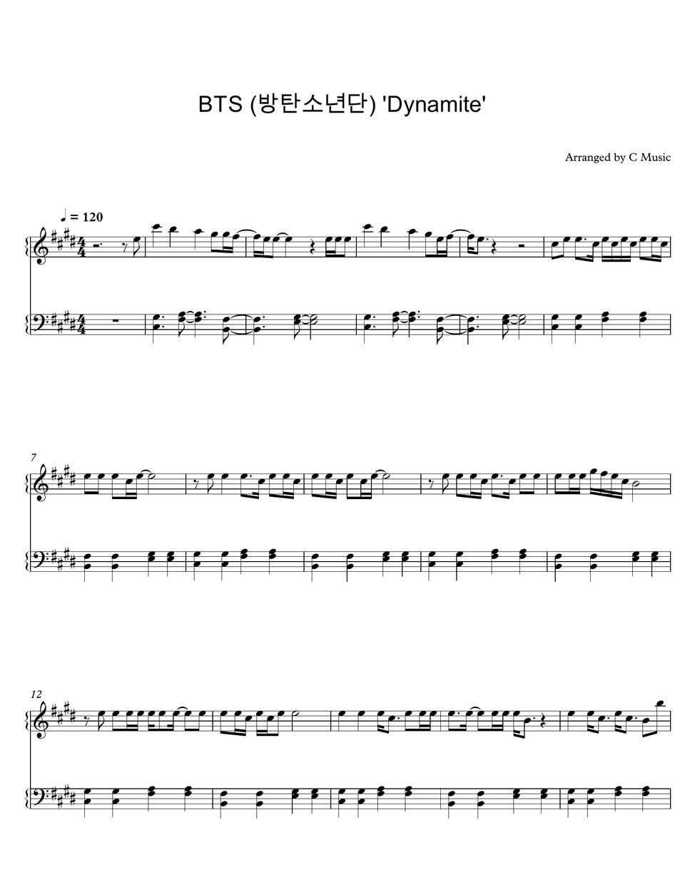 Bts 방탄소년단 Dynamite Sheet By C Music