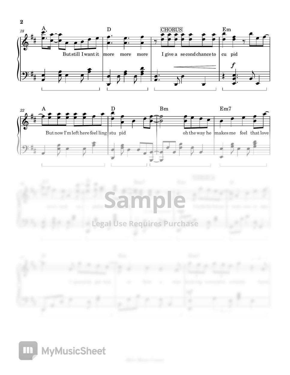 Fifty Fifty Cupid Twin Version Piano Sheet Music 악보 By Mels