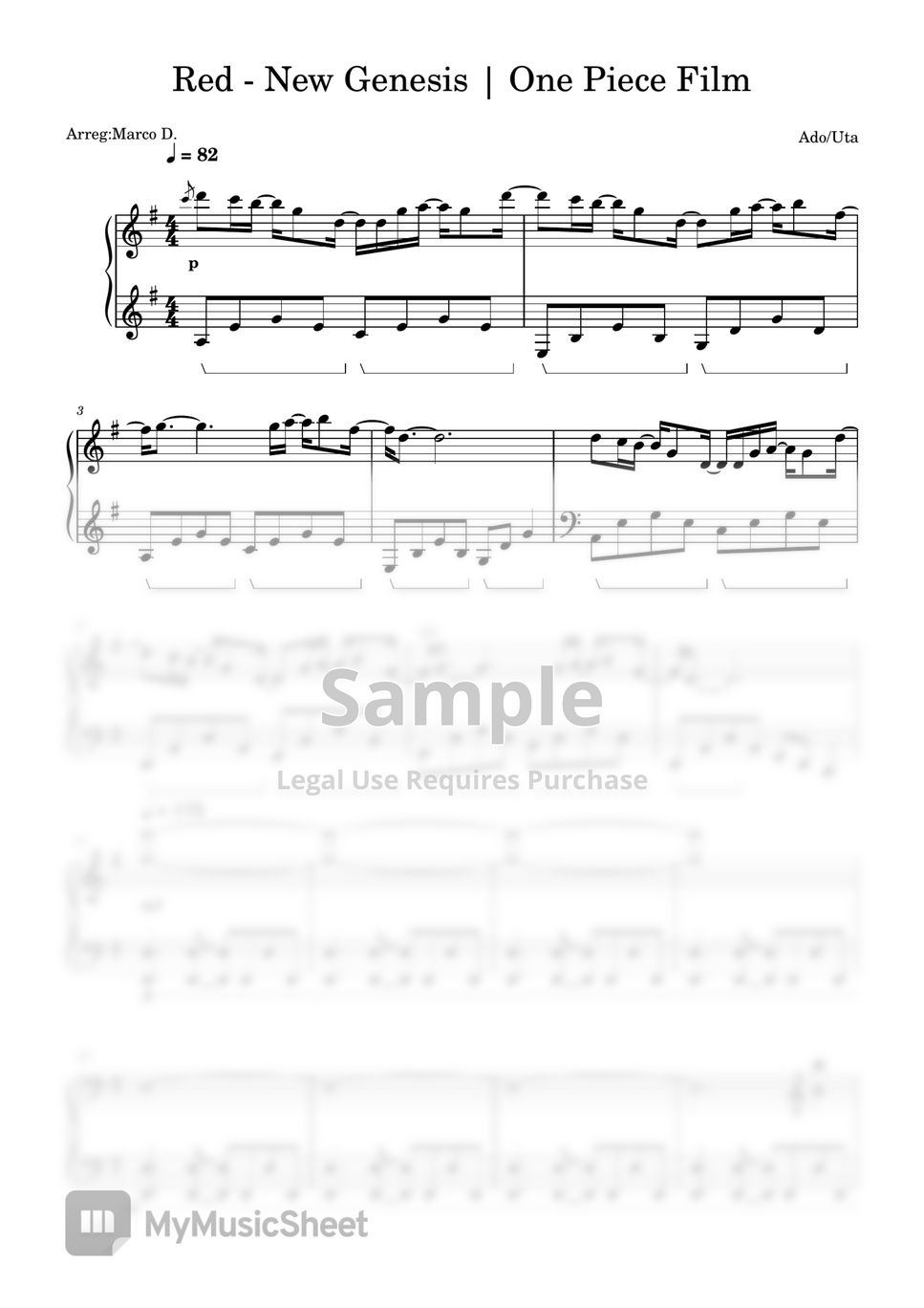 One Piece Film Red New Genesis (Marco D.) Sheets by Marco D.