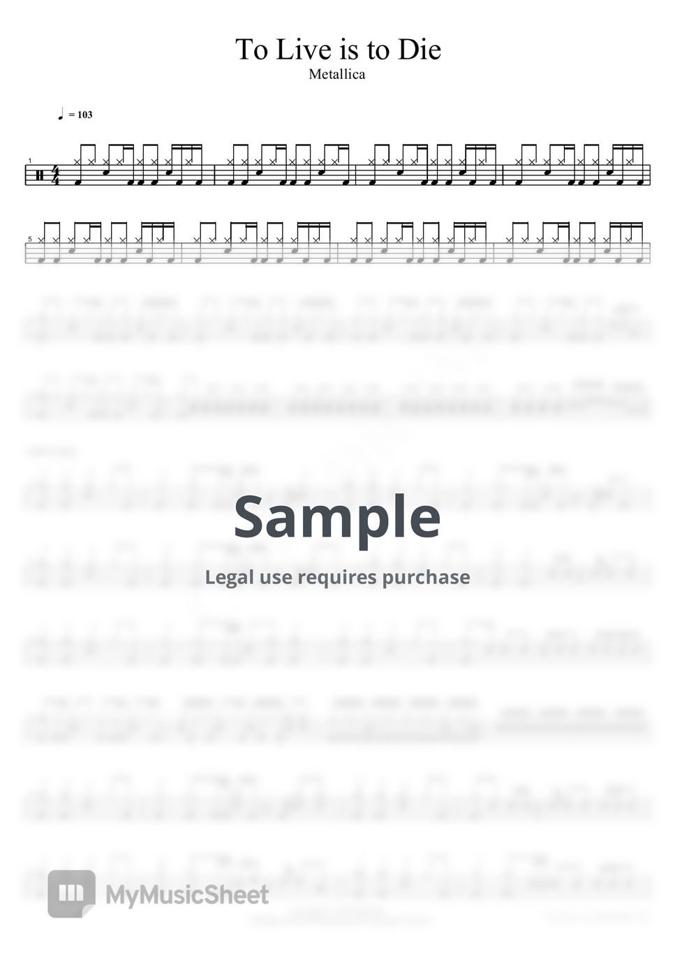 Metallica - To Live is to Die Sheets by COPYDRUM