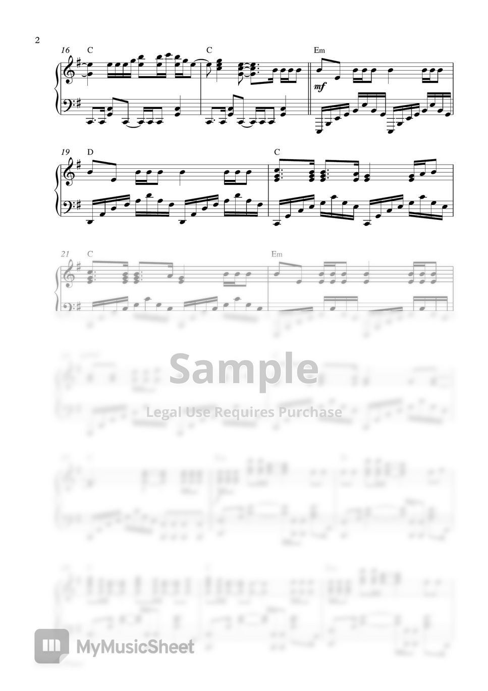 Maroon 5 - Animals (Piano Sheet) by Pianella Piano