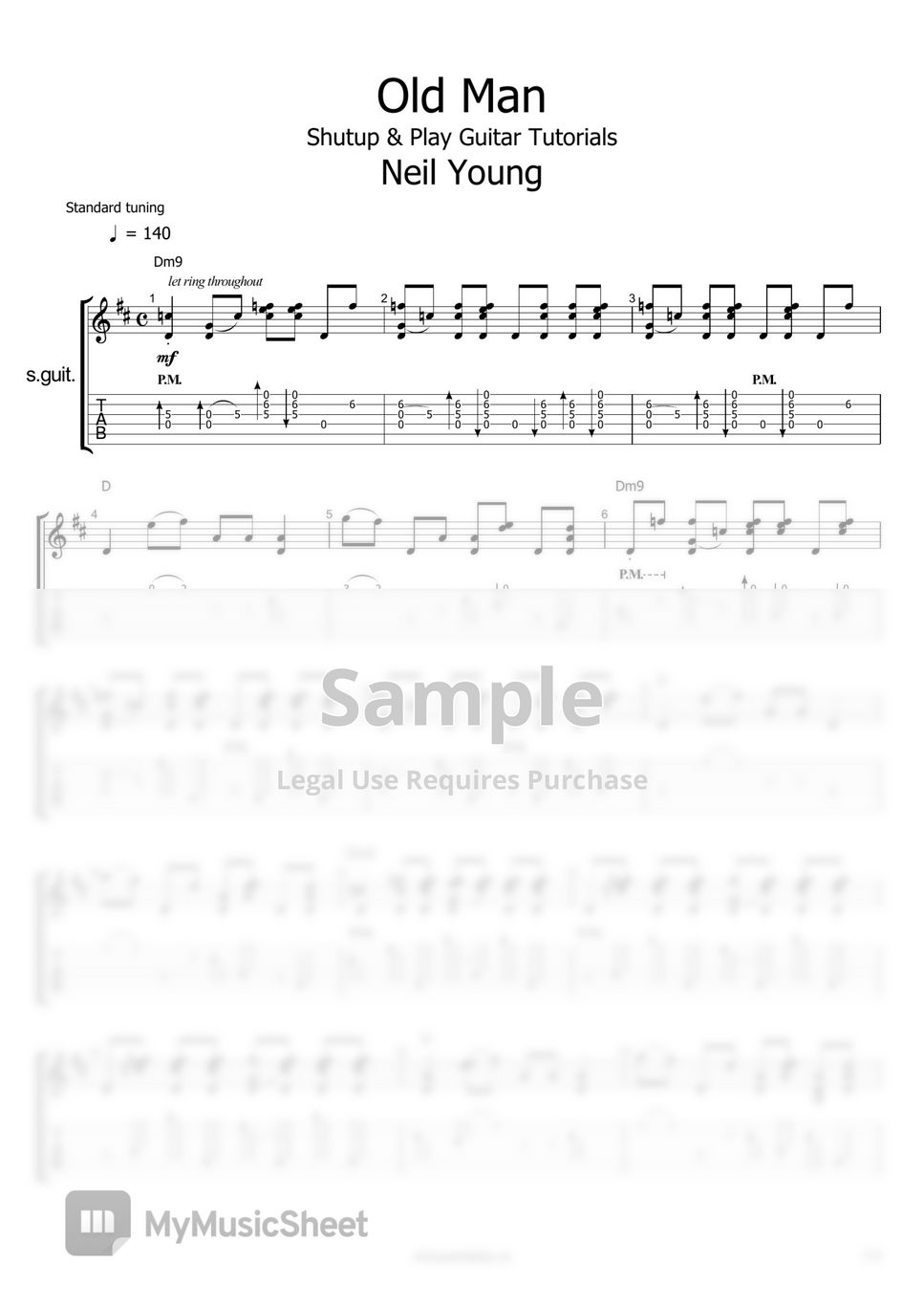 Neil Young - Old Man Tab + 1staff by Shutup & Play Guitar Tutorials