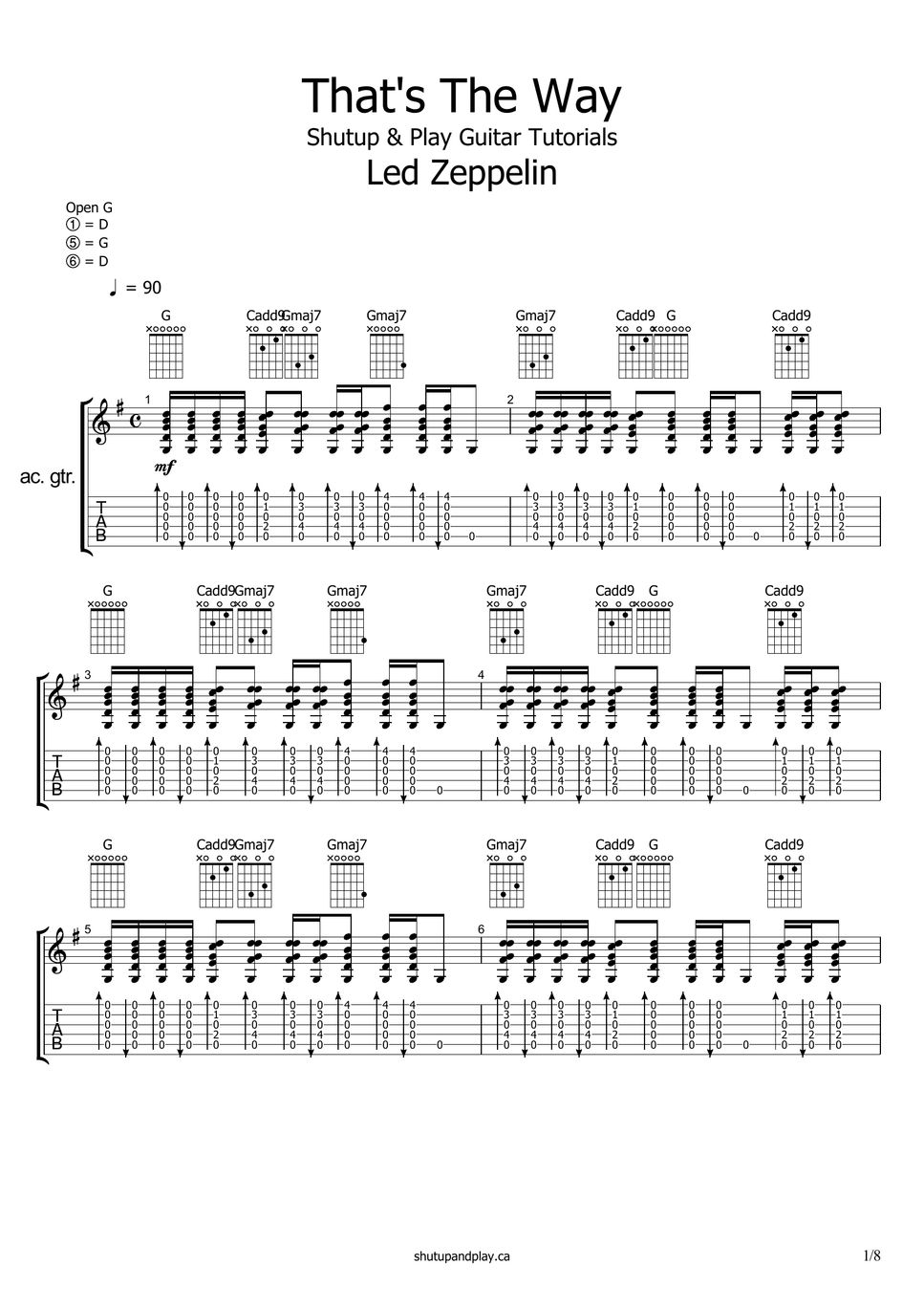 Led Zeppelin That's the Way Sheets by Shutup & Play Guitar Tutorials