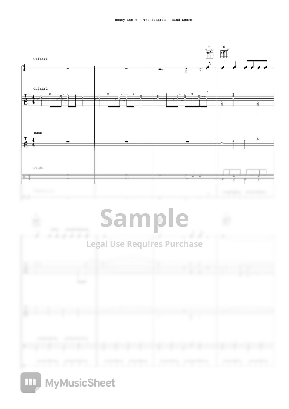The Beatles - Honey Don't (Band Score) by Ryohei Kanayama