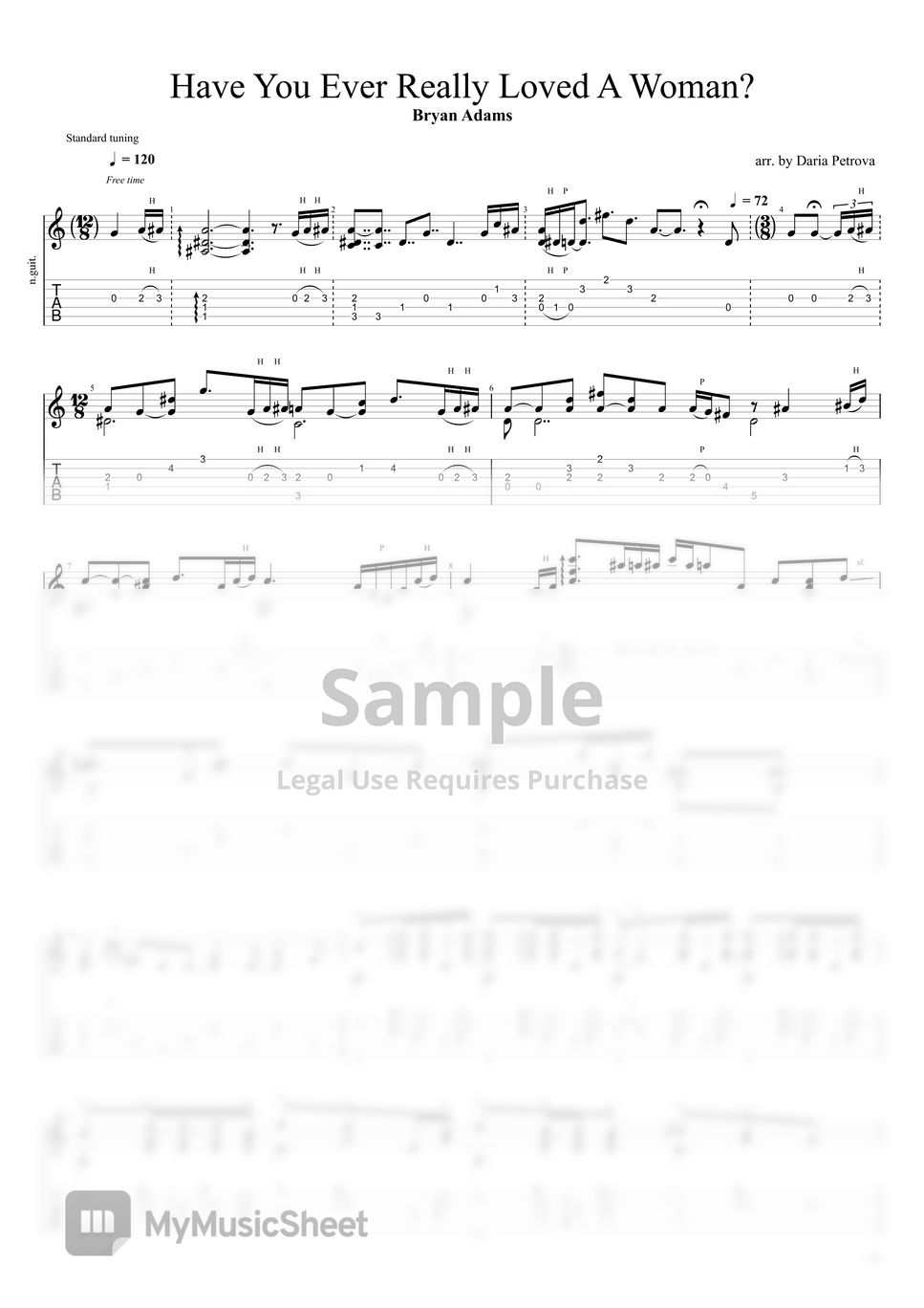 Bryan Adams Have You Ever Really Loved A Woman? (Fingerstyle Guitar