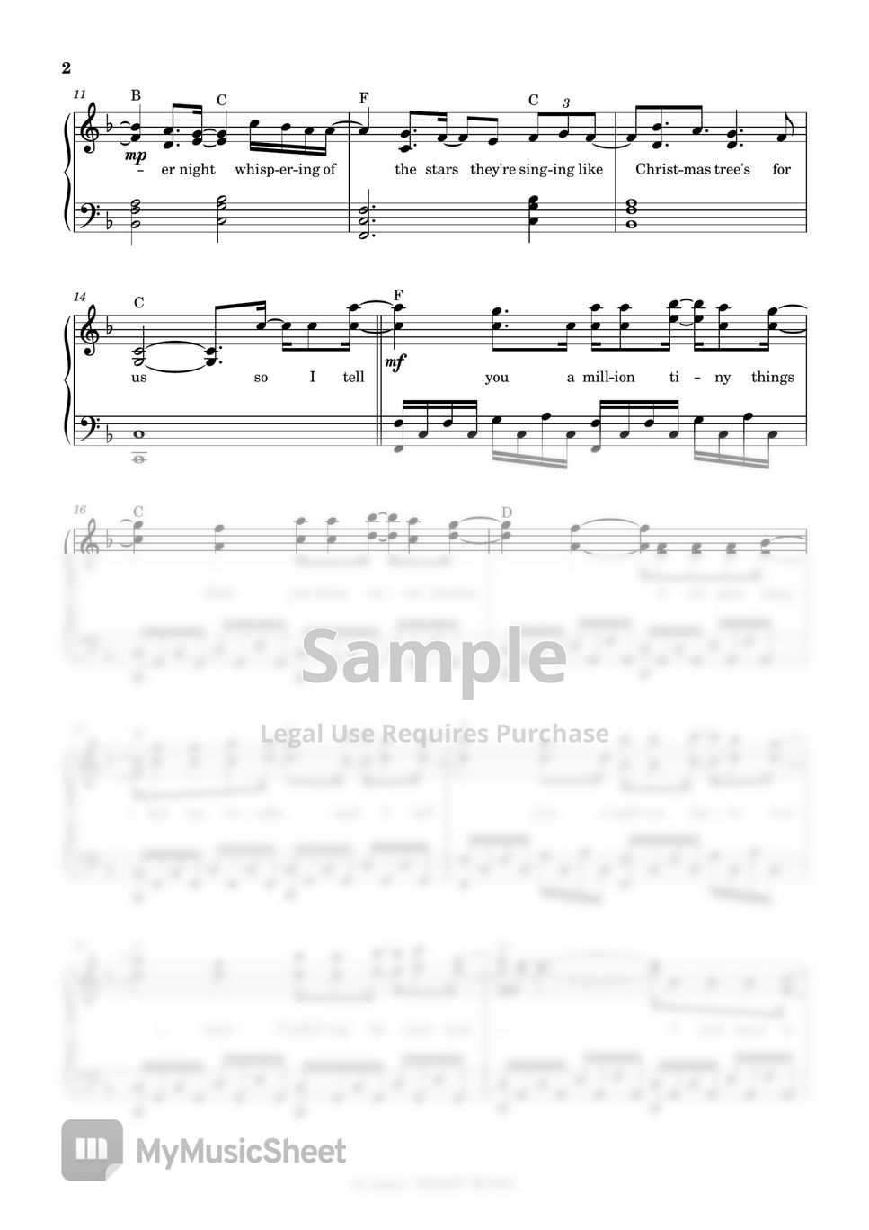 V of BTS Christmas Tree Sheet by tk music