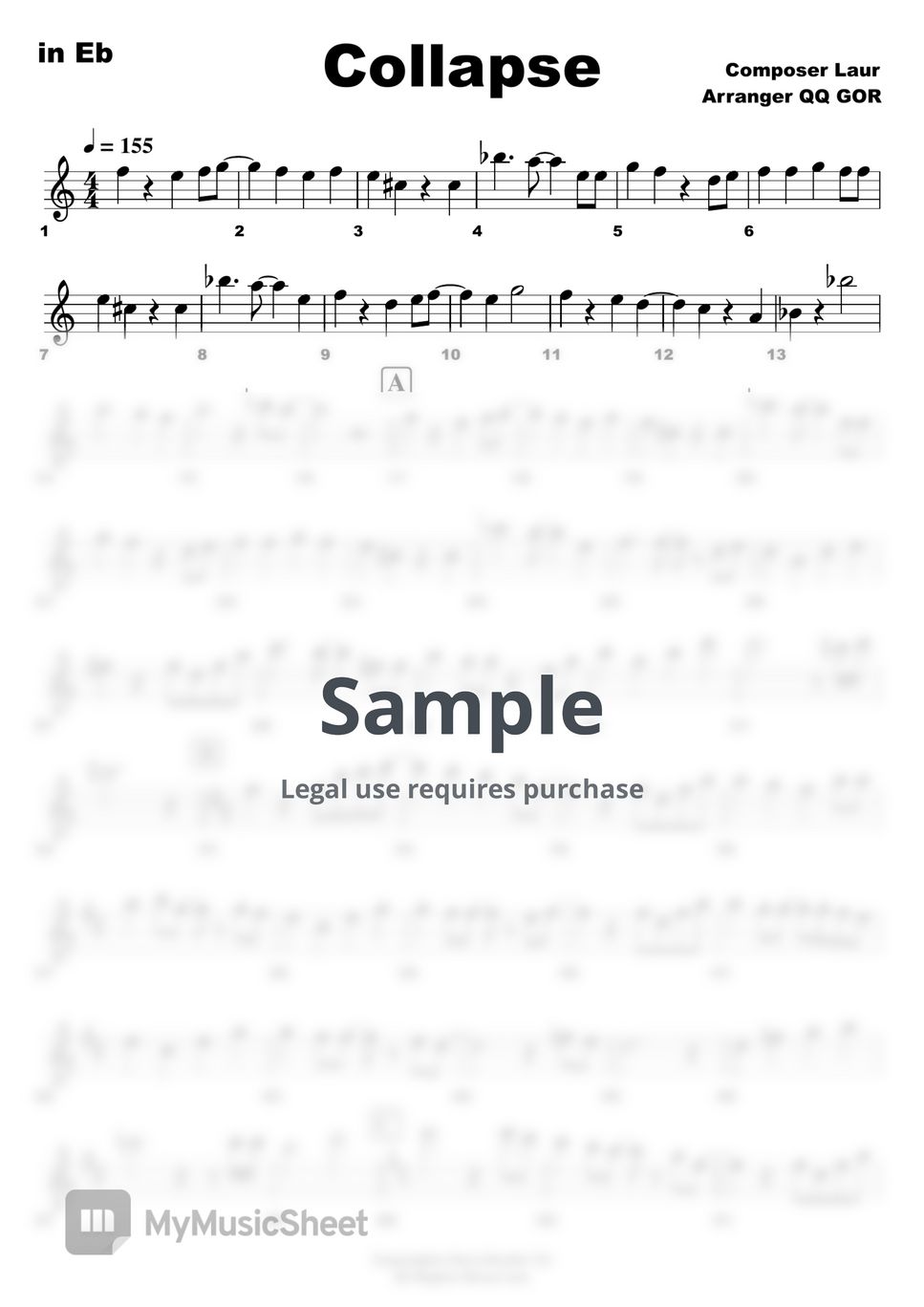 Laur - Collapse (C/ Bb/ F/ Eb Solo Sheet Music) by QQ