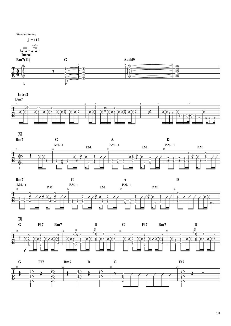 優里 ピーターパン (A.Guitar TAB) Sheets by Yoppi