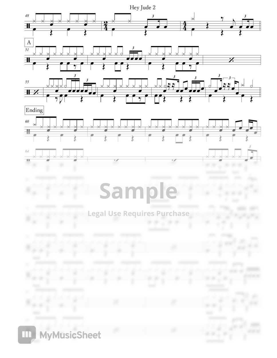 The Beatles Hey Jude Sheets by Arkadia Drums