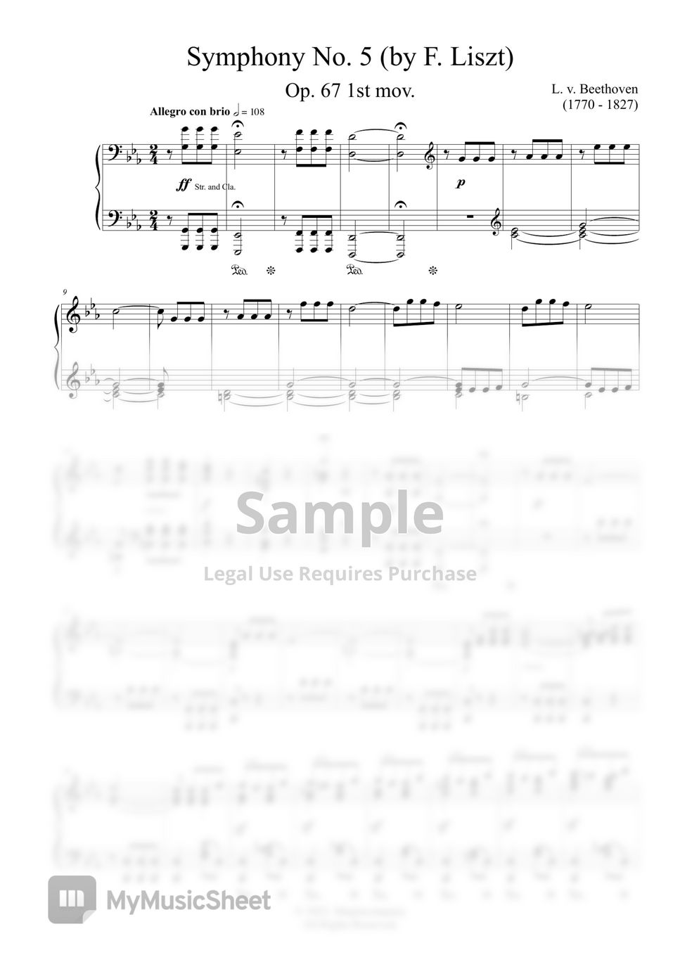 L v beethoven symphony no 5 by mymusicsheet official