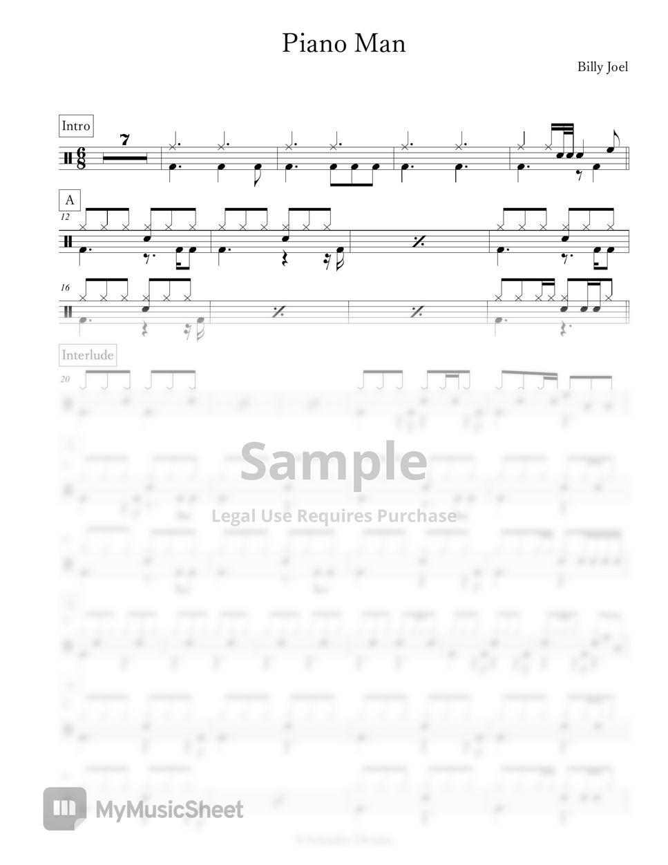 Billy Joel - Piano Man Sheet by Arkadia Drums