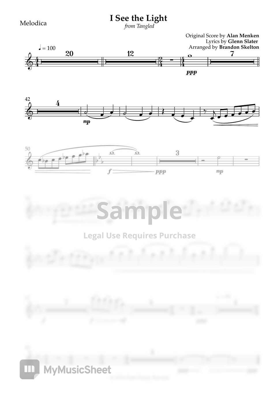 Mandy Moore, Zachary Levi I See the Light (Parts) Sheets by Brandon