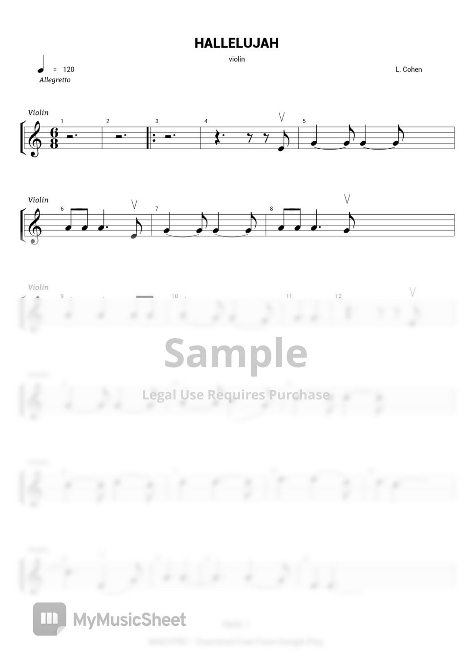 Leonard Cohen HALLELUJAH Sheets by Adela la del violin