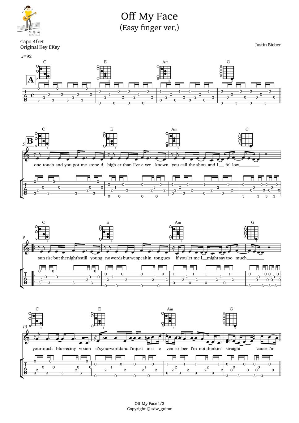 justin-bieber-off-my-face-guitar-tab-sheets-by