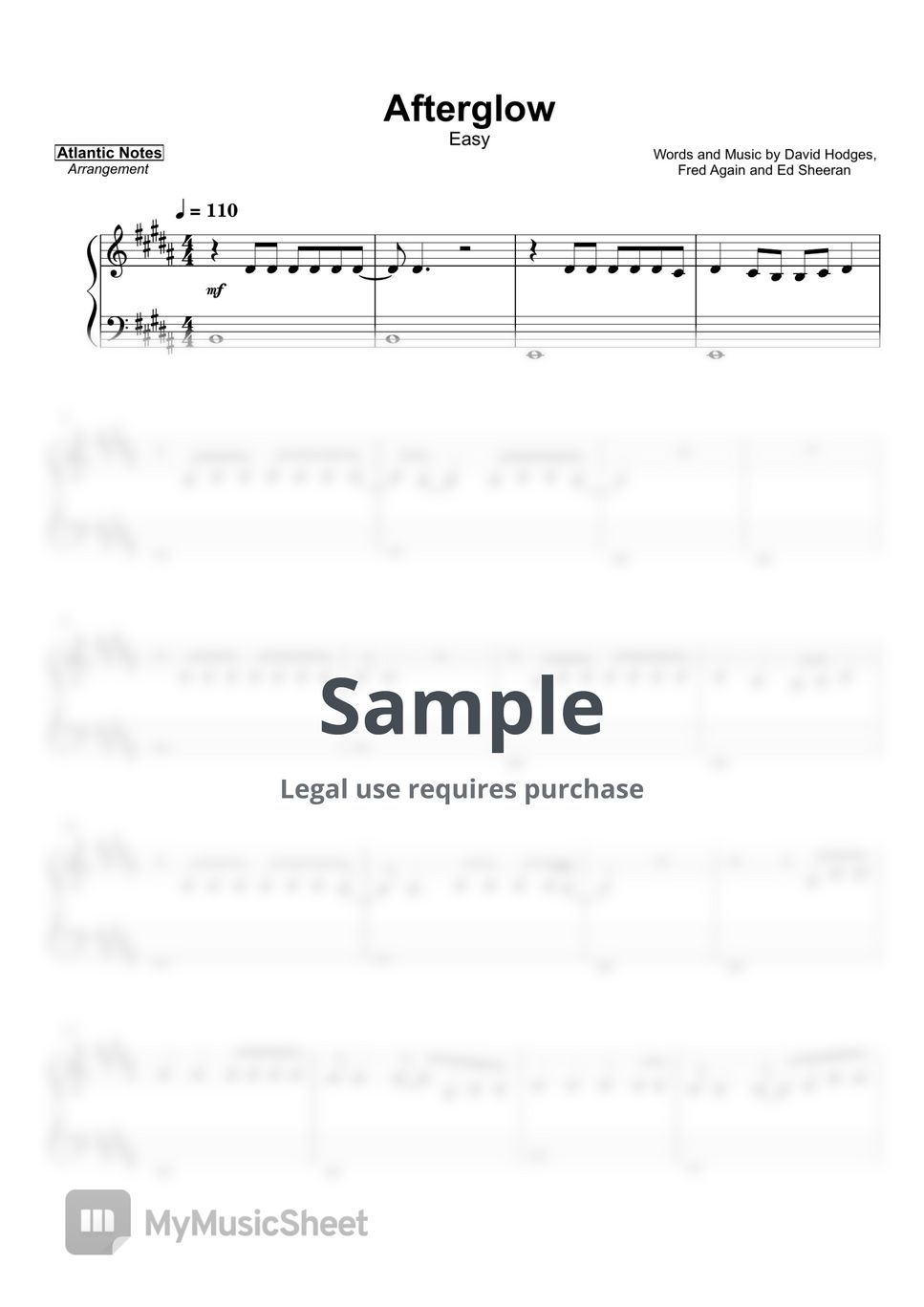 Ed Sheeran - Afterglow Sheets by Atlantic Notes