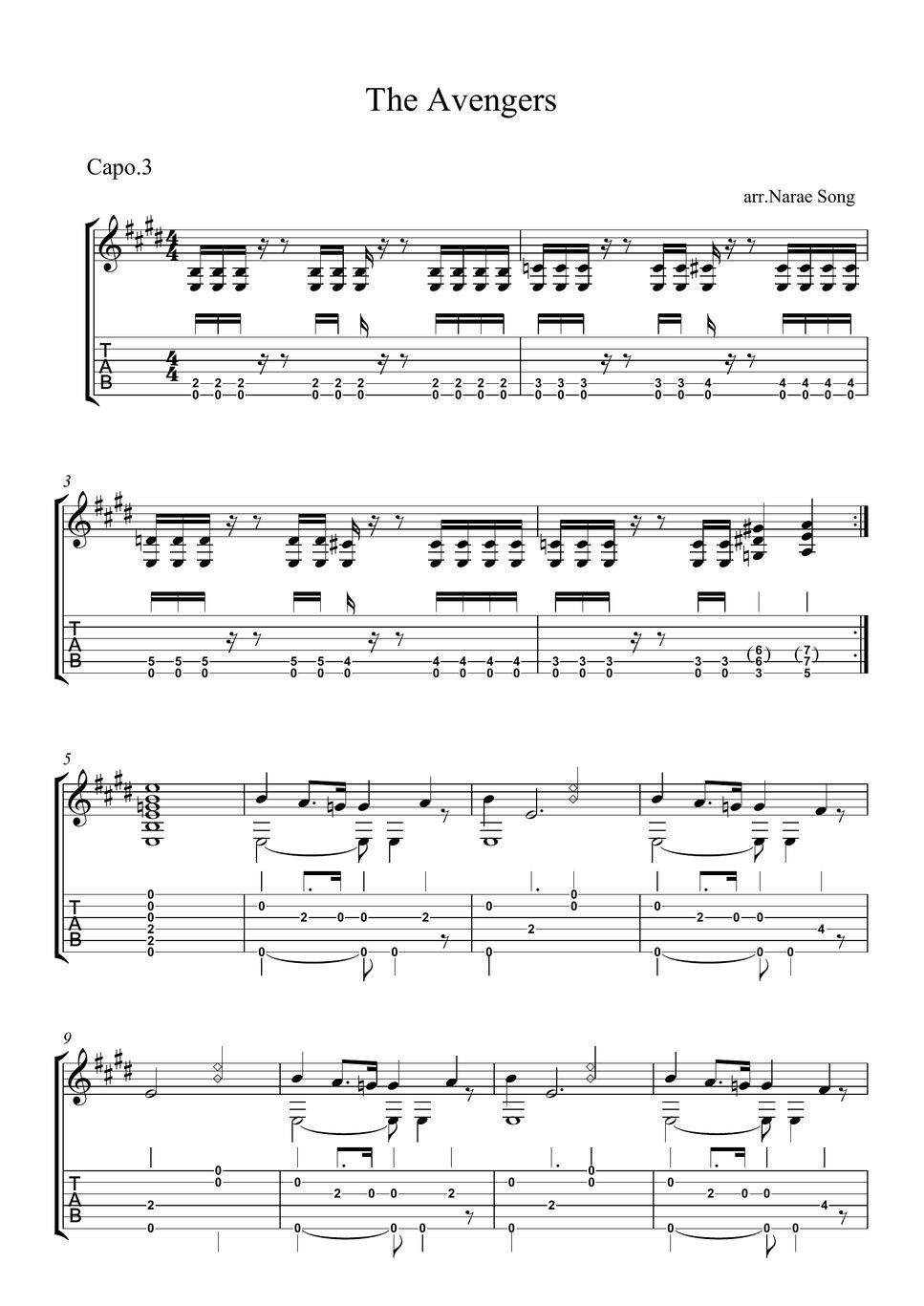 Alan Silvestri - The Avengers (fingerstyle) Sheets by Narae Song