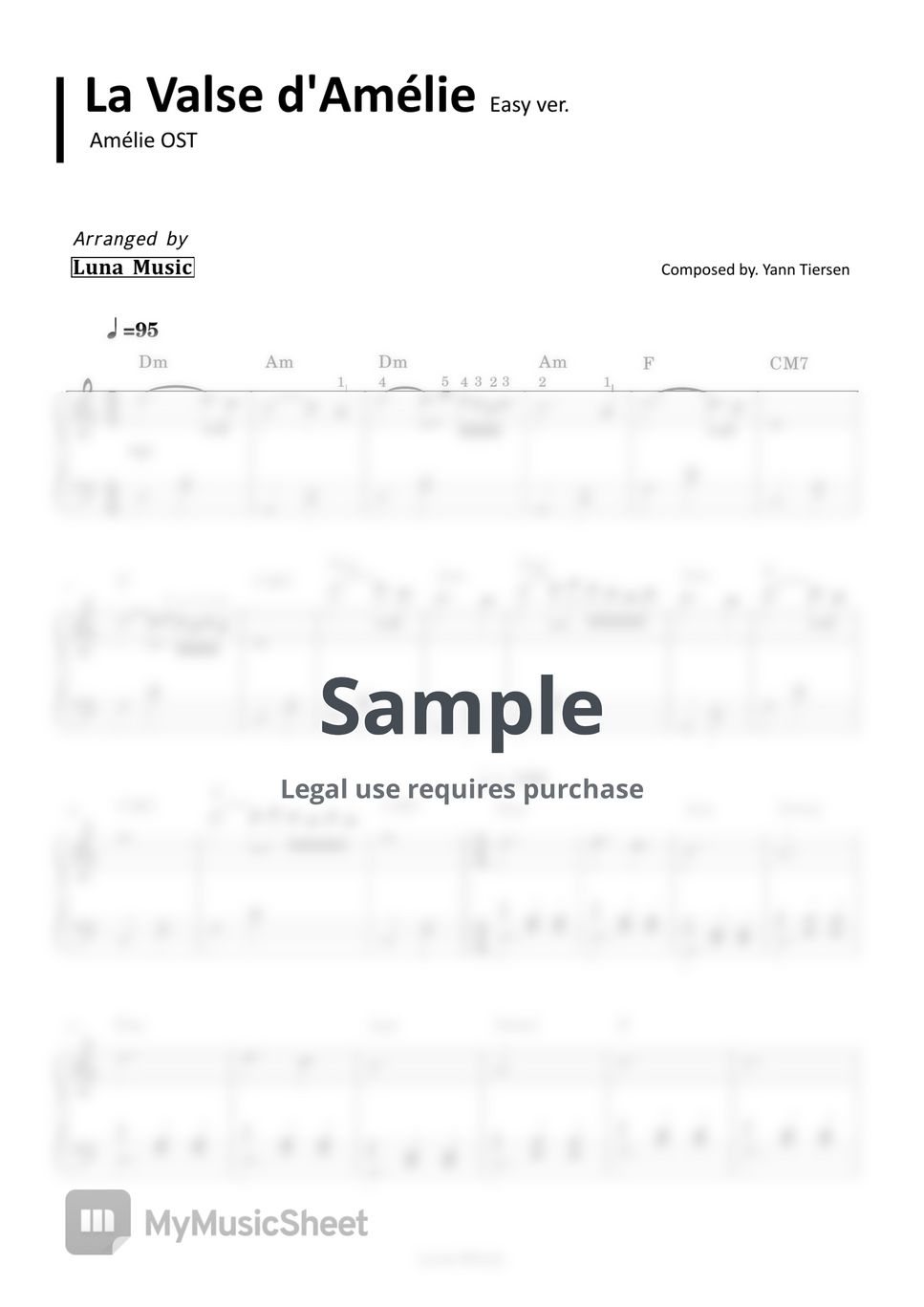 Amélie OST - La Valse d'Amélie (Easy Piano Sheet) by 𝐋𝐮𝐧𝐚 𝐌𝐮𝐬𝐢𝐜 𝐄𝐚𝐬𝐲
