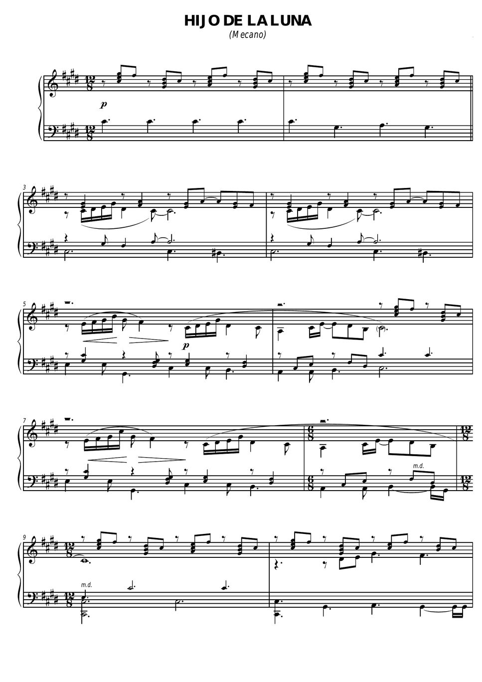 Hijo de la Luna (Mecano) Sheet