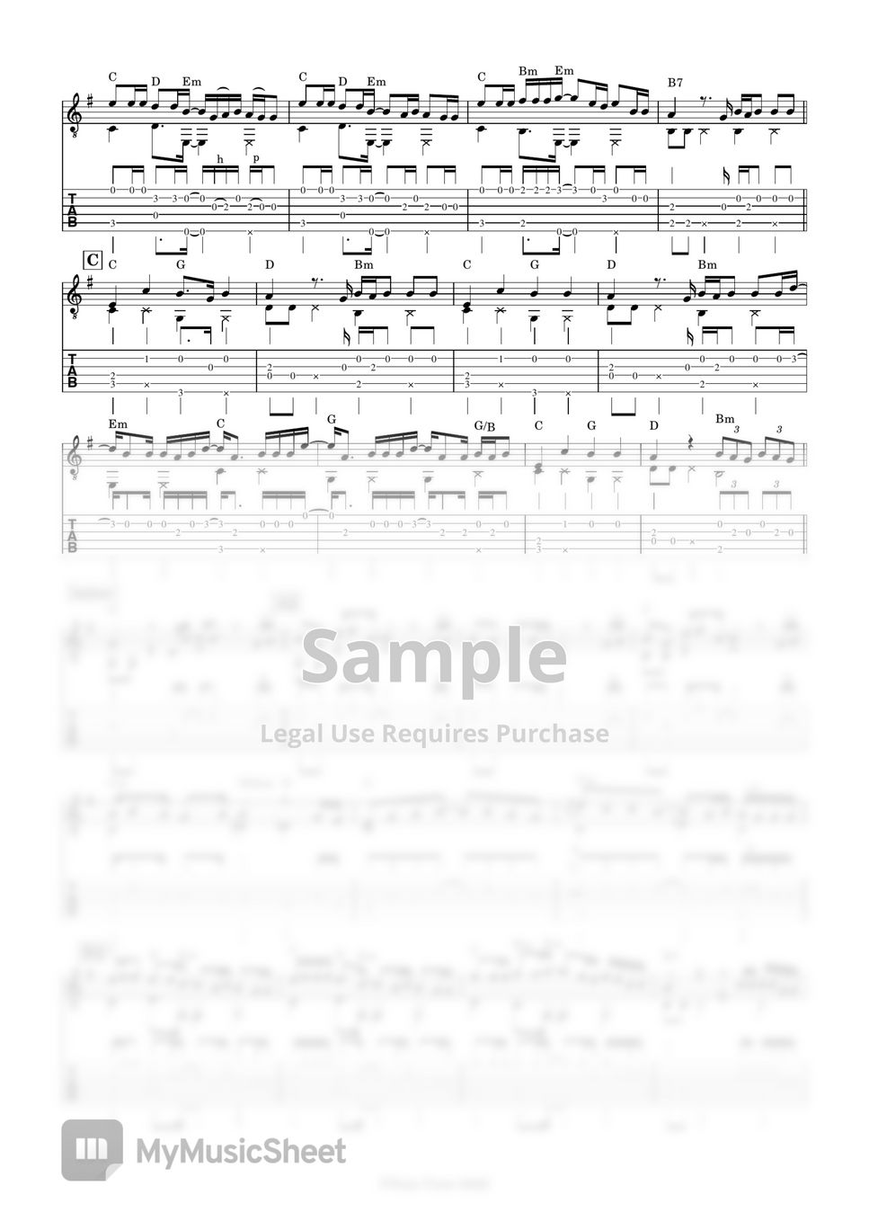 Em Beihold Numb Little Bug (Fingerstyle) Tab + 1staff by Yuta Ueno