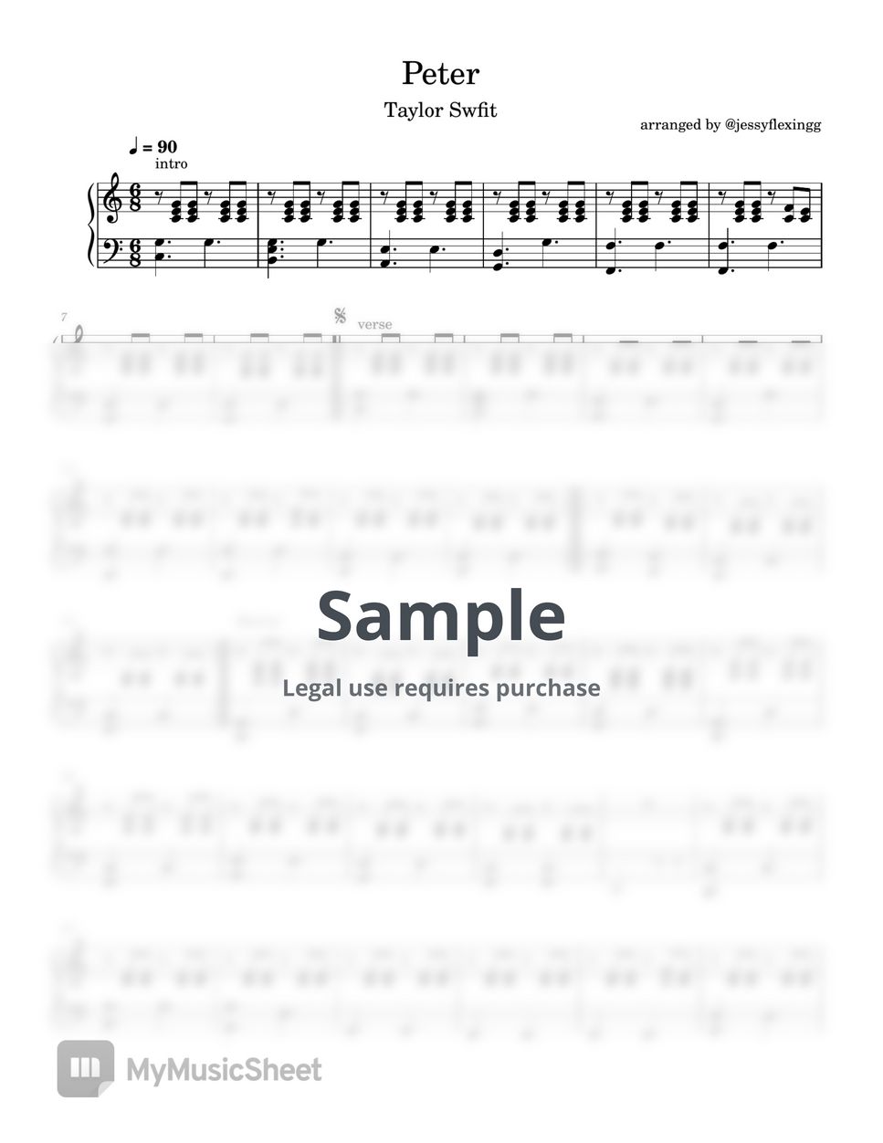 Taylor Swift - Peter (Piano Accompaniment) Sheets by jessyflexingg