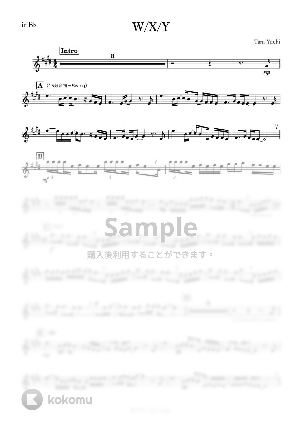 Tani Yuuki - W/X/Y (B♭) by kanamusic