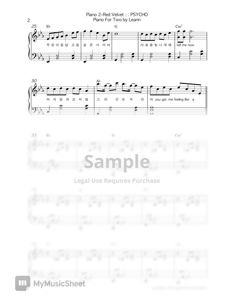 Red Velvet PSYCHO (Two Piano, Short) Sheet by LeannCho