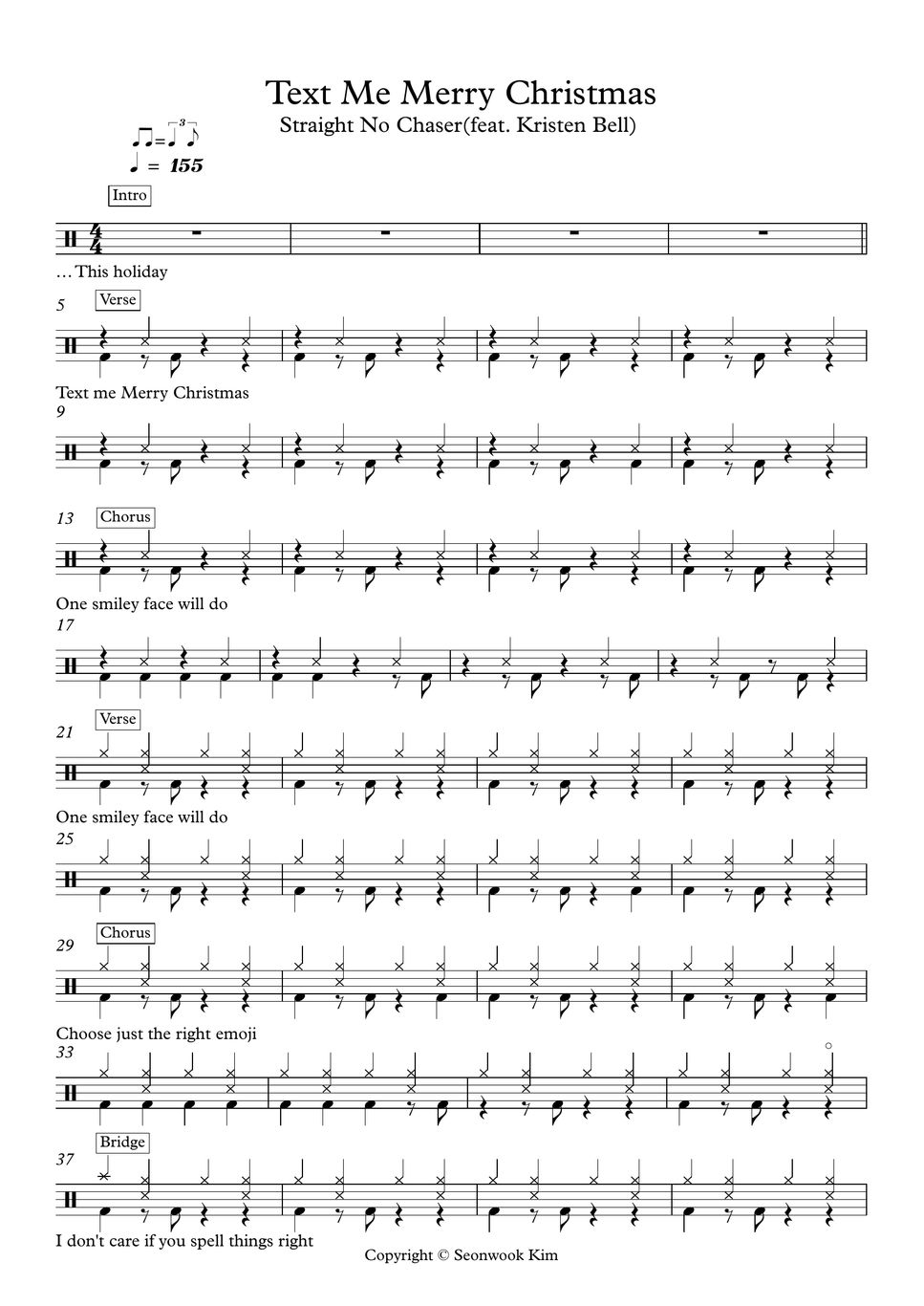 Straight no chaser text me marry christmas sheets by seonwook kim