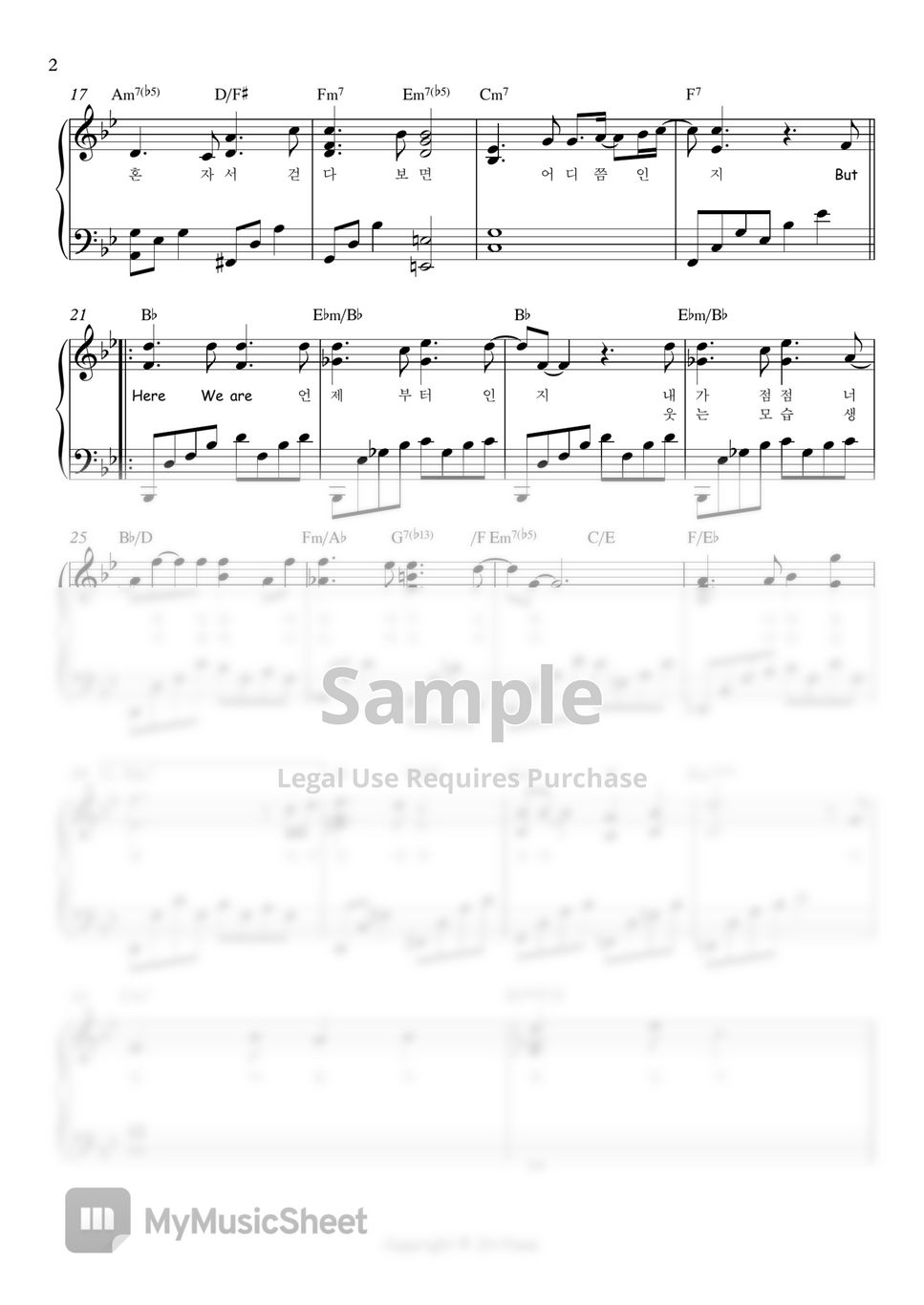 Kim feel here we are my liberation notes ost sheets by jh piano